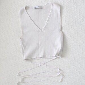 ZARA Medium White Top (tie around waist)
